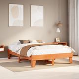 vidaXL Massivholzbett ohne Matratze Wachsbraun 140x200 cm Kiefernholz