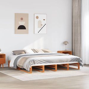 vidaXL Massivholzbett ohne Matratze Wachsbraun 180x200 Kiefernholz