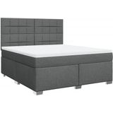 vidaXL Boxspringbett mit Matratze Dunkelgrau 180x200 cm Stoff