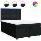 vidaXL Boxspringbett mit Matratze Schwarz 160x200 cm Stoff
