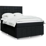 vidaXL Boxspringbett mit Matratze Schwarz 160x200 cm Stoff