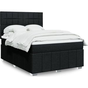 vidaXL Boxspringbett mit Matratze Schwarz 160x200 cm Stoff