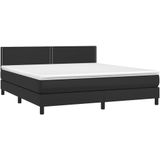 vidaXL Boxspringbett mit Matratze Schwarz 180x200 cm Kunstleder