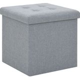 vidaXL Hocker mit Stauraum Hellgrau Leinenoptik