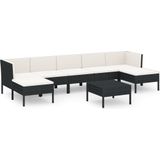 vidaXL 8-tlg. Garten-Lounge-Set mit Auflagen Poly Rattan Schwarz