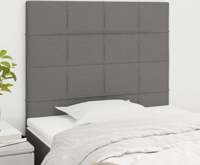 vidaXL Kopfteile 2 Stk. Dunkelgrau 90x5x78/88 cm Stoff