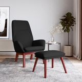 vidaXL Relaxsessel mit Hocker Schwarz Stoff