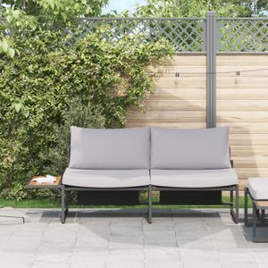 vidaXL 2-Sitzer Garten-Sofa mit hellgrauen Kissen