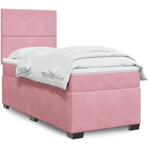 vidaXL Boxspringbett mit Matratze Rosa 80x200 cm Samt