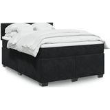 vidaXL Boxspringbett mit Matratze Schwarz 140x190 cm Samt