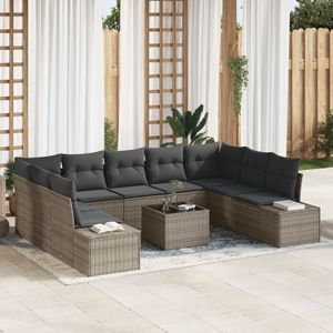 vidaXL 9-teiliges Garten Sofa Set mit Kissen Schwarz Poly Rattan