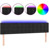 vidaXL LED Kopfteil Schwarz 180x5x78/88 cm Samt
