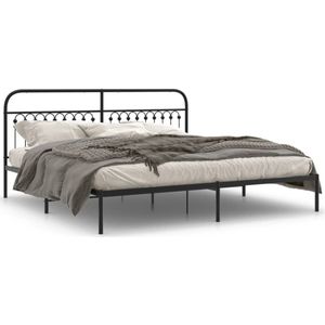 vidaXL Bettgestell mit Kopfteil Metall Schwarz 193x203 cm