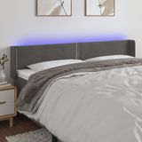 vidaXL LED Kopfteil Dunkelgrau 203x16x78/88 cm Samt