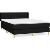 vidaXL Boxspringbett mit Matratze Schwarz 140x190 cm Stoff