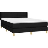 vidaXL Boxspringbett mit Matratze Schwarz 140x190 cm Stoff