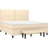 vidaXL Boxspringbett mit Matratze Creme 180x200 cm Stoff
