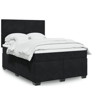 vidaXL Boxspringbett mit Matratze Schwarz 160x200 cm Samt