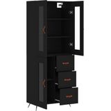 vidaXL Highboard Schwarz 69,5x34x180 cm Holzwerkstoff