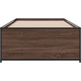 vidaXL Bettgestell Braun Eichen-Optik 100x200 cm Holzwerkstoff Metall