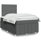 vidaXL Boxspringbett mit Matratze Dunkelgrau 120x200 cm Stoff
