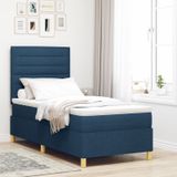 vidaXL Boxspringbett mit Matratze Blau 100x200 cm Stoff