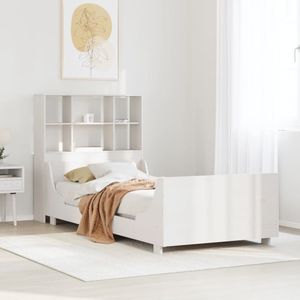 vidaXL Massivholzbett mit Regal ohne Matratze Weiß 90x190 cm