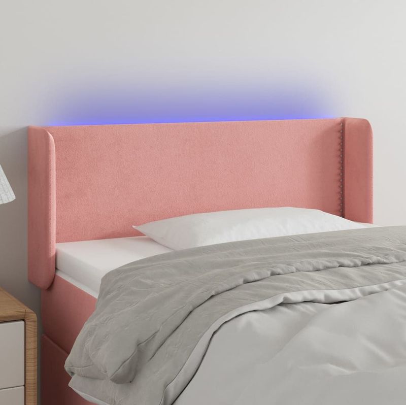 vidaXL LED Kopfteil Rosa 83x16x78/88 cm Samt
