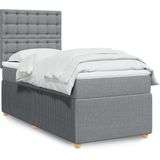 vidaXL Boxspringbett mit Matratze Hellgrau 90x190 cm Stoff