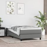 vidaXL Boxspringbett mit Matratze Dunkelgrau 80x200 cm Stoff