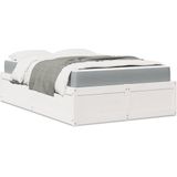 vidaXL Bett mit Matratze Weiß 140x190 cm Massivholz Kiefer