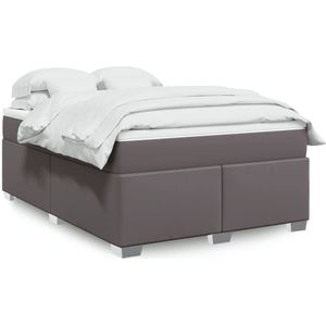 vidaXL Boxspringbett mit Matratze Grau 140x190 cm Kunstleder