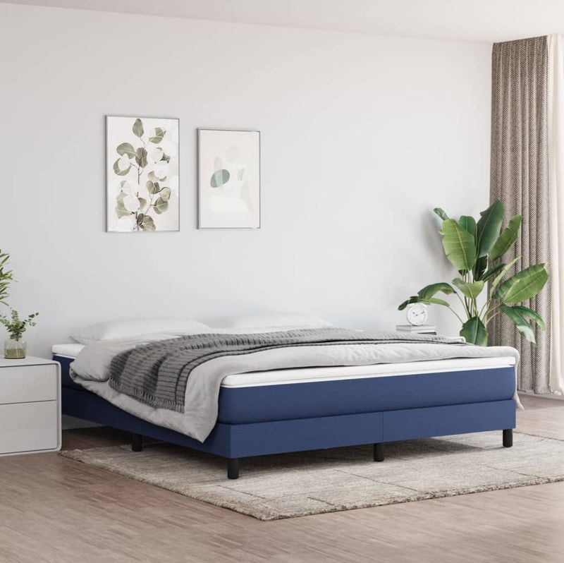vidaXL Bettgestell ohne Matratze Blau 180x200 cm Stoff