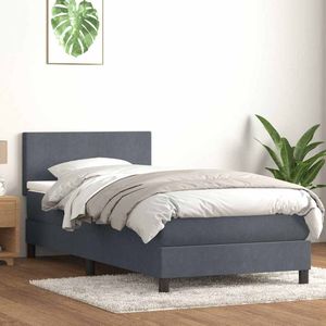 vidaXL Boxspringbett mit Matratze Dunkelgrau 80x210 cm Samt