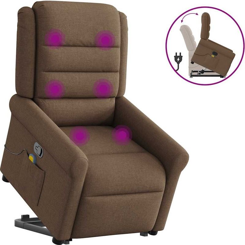 vidaXL Massagesessel mit Aufstehhilfe Braun Stoff