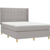 vidaXL Boxspringbett mit Matratze Hellgrau 140x190 cm Stoff