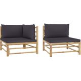 vidaXL 2-tlg. Garten-Lounge-Set mit Kissen Dunkelgrau Bambus