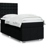vidaXL Boxspringbett mit Matratze Schwarz 100x200 cm Stoff