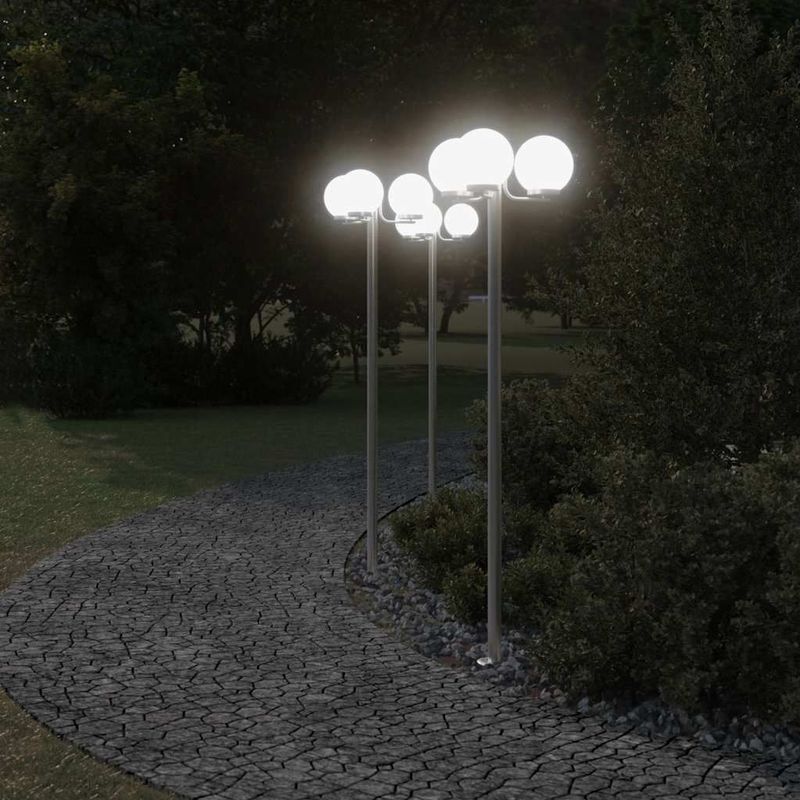 vidaXL Wegeleuchten 2 Stk. Silbern 215 cm Edelstahl