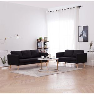 vidaXL 2-tlg. Sofagarnitur Stoff Schwarz