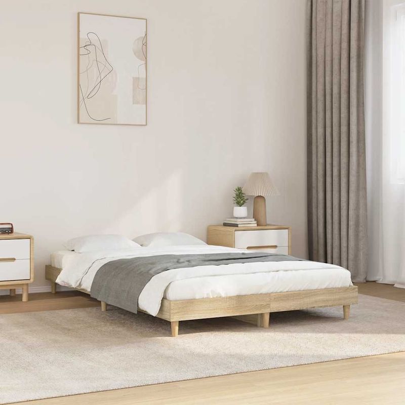 vidaXL Bettgestell ohne Matratze Sonoma-Eiche 120x200 cm Holzwerkstoff