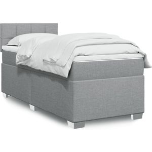 vidaXL Boxspringbett mit Matratze Hellgrau 90x190 cm Stoff