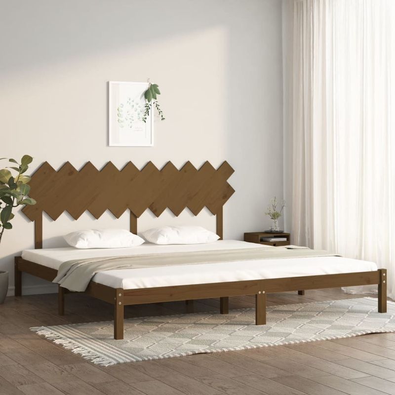 vidaXL Massivholzbett Honigbraun 200x200 cm