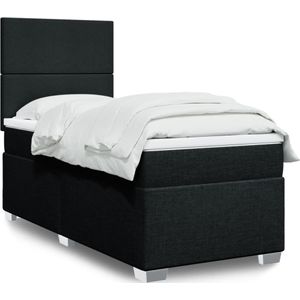 vidaXL Boxspringbett mit Matratze Schwarz 80x200 cm Stoff