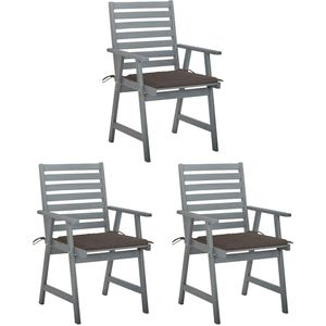 vidaXL Garten-Essstühle mit Kissen 3 Stk. Massivholz Akazie
