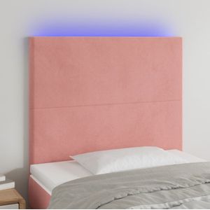 vidaXL LED Kopfteil Rosa 100x5x118/128 cm Samt