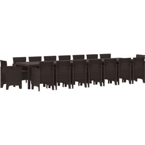 vidaXL 17-teiliges Garten Essset Brauner Poly-Rattan,  Gartentisch Braun 250x100x73 cm Poly-Rattan,  Gartentisch Braun 150x100x73 cm Poly-Rattan,  Gartenstühle 4 Stück Braun Poly-Rattan
