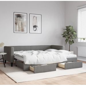 vidaXL Tagesbett Ausziehbar mit Schubladen Dunkelgrau 80x200 cm Stoff