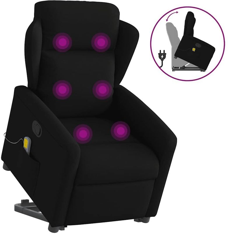 vidaXL Massagesessel mit Aufstehhilfe Schwarz Stoff