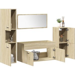 vidaXL 4-tlg. Badmöbel-Set Sonoma-Eiche Holzwerkstoff